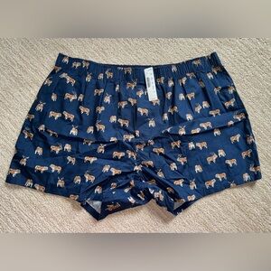 NWT J. Crew Men’s Boxers Size XL Bulldog Christmas Pattern